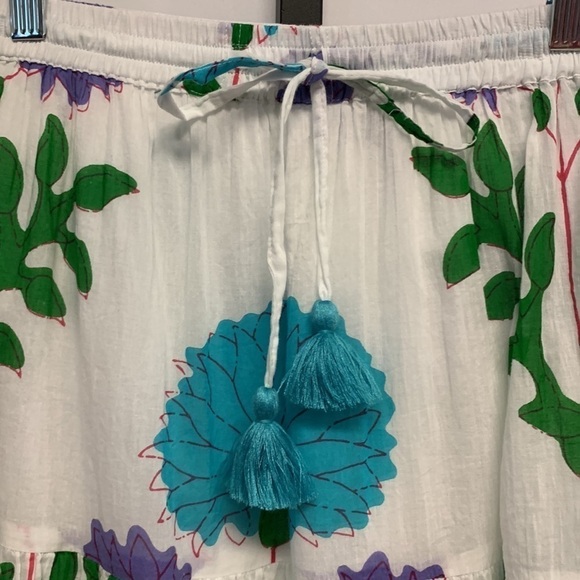 La Plage Seaside Skirt Mughal Carnation Print Cotton Sz Small Resortwear Coastal - Picture 5 of 13